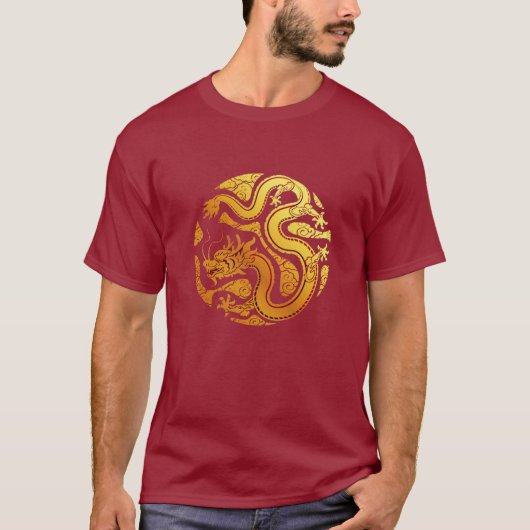 Happy Chinese Lunar New Year DRAGON Burgundy Red T-Shirt (Vorderseite)
