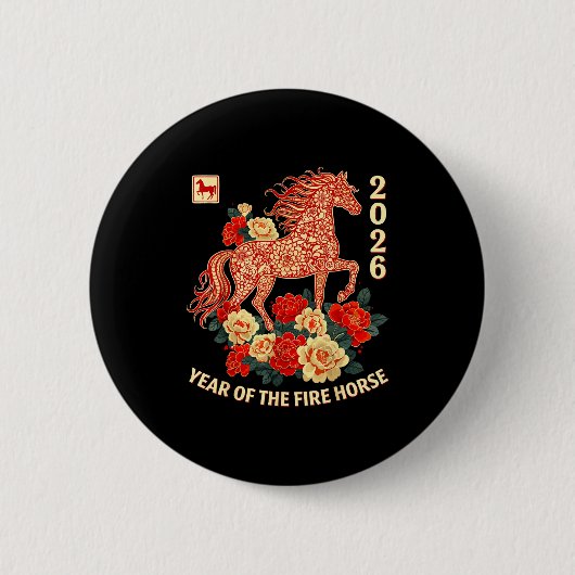 Happy Chinese Lunar New Year Of The Horse 2026 Kid Button (Vorderseite)
