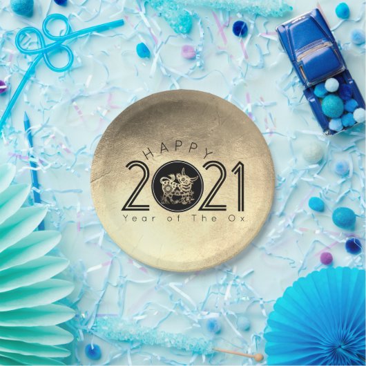 Happy Chinese Metal Ox New Year 2021 PP Pappteller (Party)