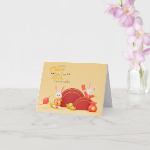 Happy Chinese neues Jahr 2023 Kaninchen gefaltete Karte