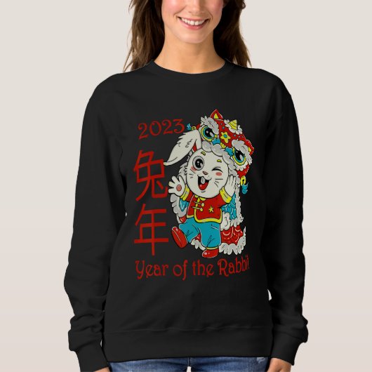 Happy Chinese New Year 2023 Year of the Rabbit Dra Sweatshirt (Vorderseite)