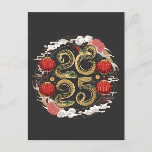 Happy Chinese New Year 2025 Schlangenkultur Postkarte (Vorderseite)