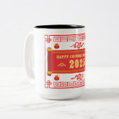 Happy Chinese New Year 2025, Year of Snake Zweifarbige Tasse (Vorderseite Links)
