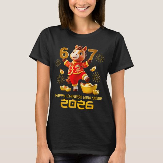 Happy Chinese New Year 2026 Funny Horse 6 7 Meme 6 T-Shirt (Vorderseite)