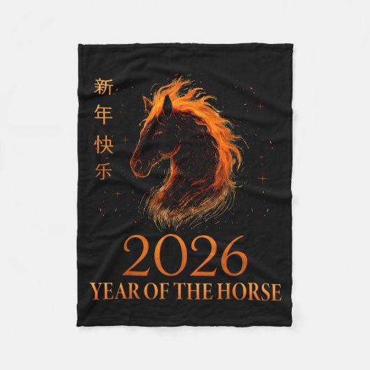 Happy Chinese New Year 2026 Year Of The Horse Flam Fleecedecke (Vorderseite)