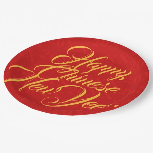 Happy Chinese New Year 20XX Pappteller (Schrägansicht)