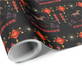 Happy Chinese new year black Geschenkpapier (Rolleneckpunkt)