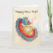 Happy Chinese New Year Chinese Dragon with Coin Karte (Vorderseite)