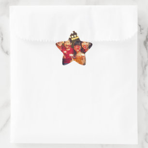 Happy Chinese New Year Custom Family Foto Card Stern-Aufkleber