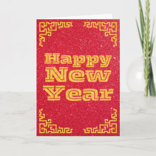 Happy Chinese New Year Glitzer Card Karte