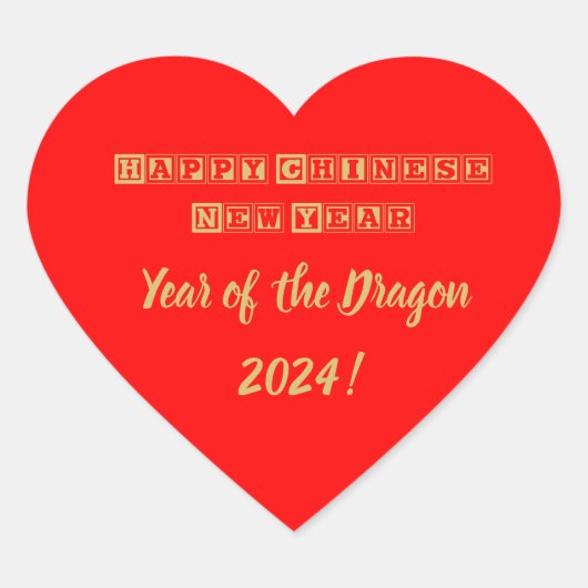 Happy Chinese New Year Herz-Aufkleber (Vorderseite)