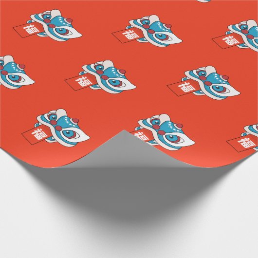 Happy Chinese New Year - Lion Dance Geschenkpapier (Ecke)