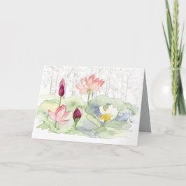Happy Chinese New Year Lotus Blume Pond Karte