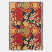 Happy Chinese New Year Moderne Asian Muster Decke (Vorderseite Vertikal)