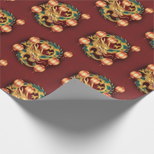 Happy Chinese New Year Moderne Asian Muster Geschenkpapier (Ecke)