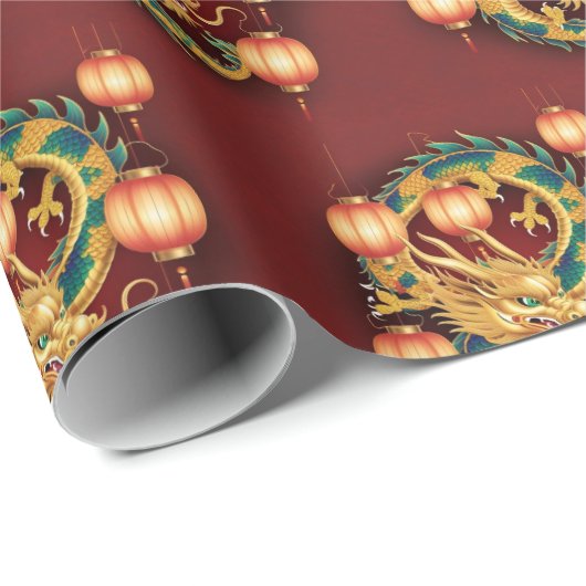 Happy Chinese New Year Moderne Asian Muster Geschenkpapier (Rolleneckpunkt)