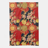 Happy Chinese New Year Moderne Asian Muster Geschirrtuch (Vertikal)