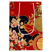 Happy Chinese New Year Moderne Asian Muster Mittlere Geschenktüte (Rückseite)
