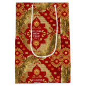 Happy Chinese New Year Moderne Asian Muster Mittlere Geschenktüte (Rückseite)
