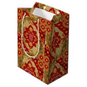 Happy Chinese New Year Moderne Asian Muster Mittlere Geschenktüte (Rückseite Schrägansicht)