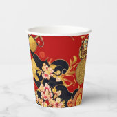 Happy Chinese New Year Moderne Asian Muster Pappbecher (Rückseite)