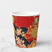 Happy Chinese New Year Moderne Asian Muster Pappbecher (Vorderseite)