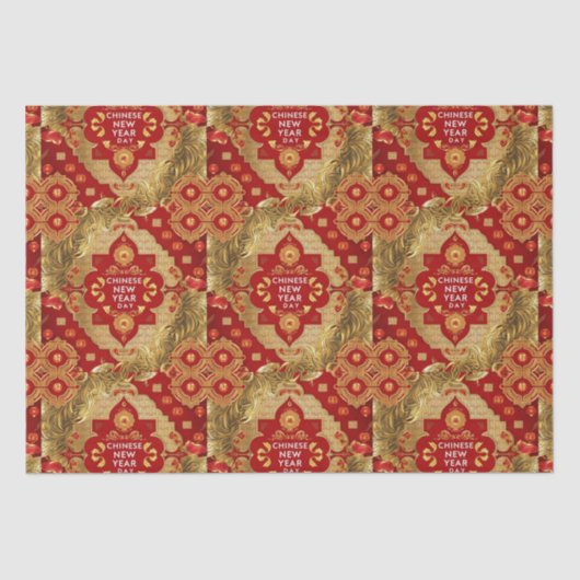 Happy Chinese New Year Moderne Asian Muster Seidenpapier (Vorderseite)