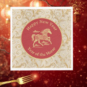 Happy Chinese New Year of Horse Elegant Gold Red  Serviette