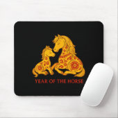 Happy Chinese New Year Of The Horse 2026 Family Ma Mousepad (Mit Mouse)