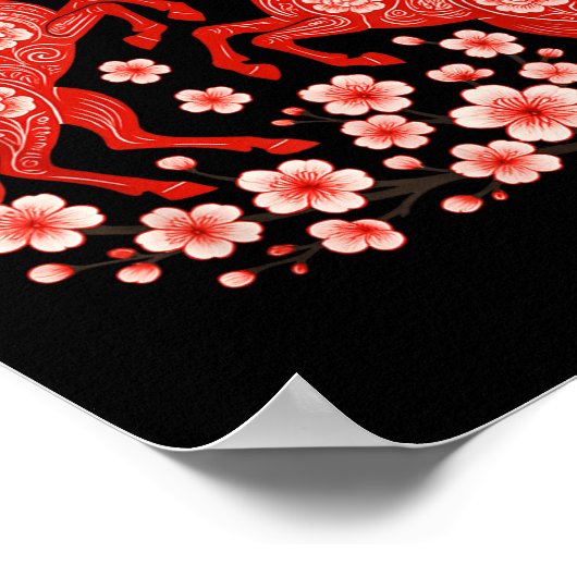 Happy Chinese New Year Of The Horse 2026 Lunar New Poster (Ecke)