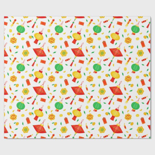 Happy Chinese New Year Traditional Lantern Pattern Geschenkpapier (Flach)