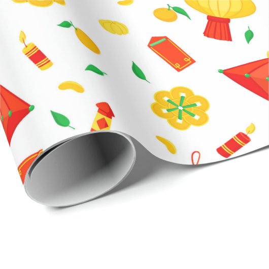 Happy Chinese New Year Traditional Lantern Pattern Geschenkpapier (Rolleneckpunkt)
