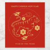 Happy Chinese New Year (Year of the Tiger) Weinetikett (Einzelnes Label)