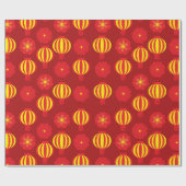 Happy Chinese New Year Yellow Lantern Blumenrot Geschenkpapier (Flach)