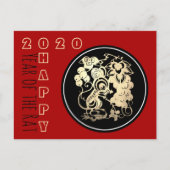 Happy Chinese Rat New Year 2020 Paper-cut 3 HHP Ankündigungspostkarte (Vorderseite)