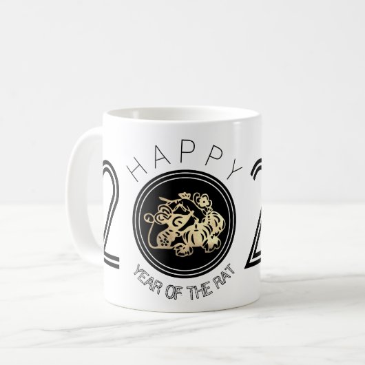 Happy Chinese Rat New Year 2020 White Tasse 1 (Vorderseite Links)