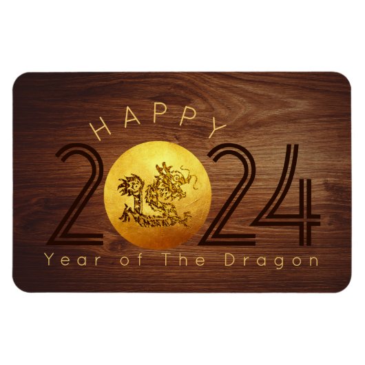 Happy Chinese Wood Dragon New Year 2024 RecPM Magnet (Horizontal)