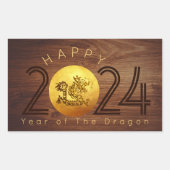 Happy Chinese Wood Dragon New Year 2024 RecS Rechteckiger Aufkleber (Vorderseite)