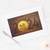 Happy Chinese Wood Dragon New Year 2024 RecS Rechteckiger Aufkleber (Umschlag)