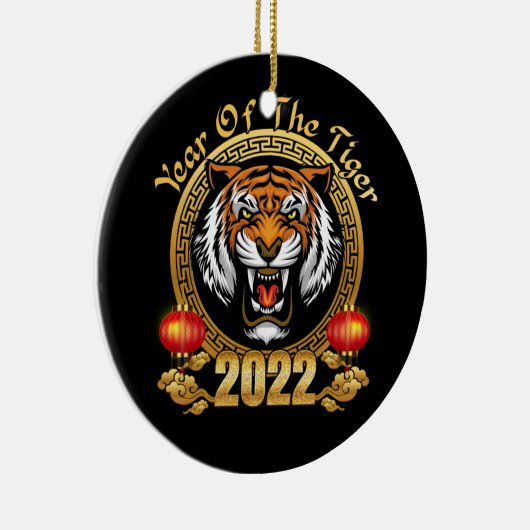 Happy Chinesisch Neujahr 2022 Jahr des Tiger Keramik Ornament (Rechts)