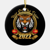 Happy Chinesisch Neujahr 2022 Jahr des Tiger Keramik Ornament (Vorne)