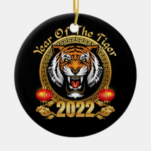 Happy Chinesisch Neujahr 2022 Jahr des Tiger Keramik Ornament