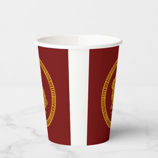 Happy Chinesisch Neujahr 2023 Rabbit Red Gold Pappbecher (Links)