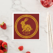 Happy Chinesisch Neujahr 2023 Rabbit Red Gold Serviette (Beispiel)