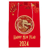 Happy Chinesisch Neujahr 2024 Drache Mittlere Geschenktüte (Rückseite)