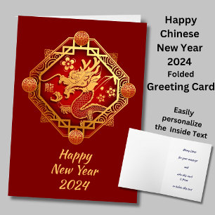 Happy Chinesisch Neujahr 2024 Dragon Gruß Karte
