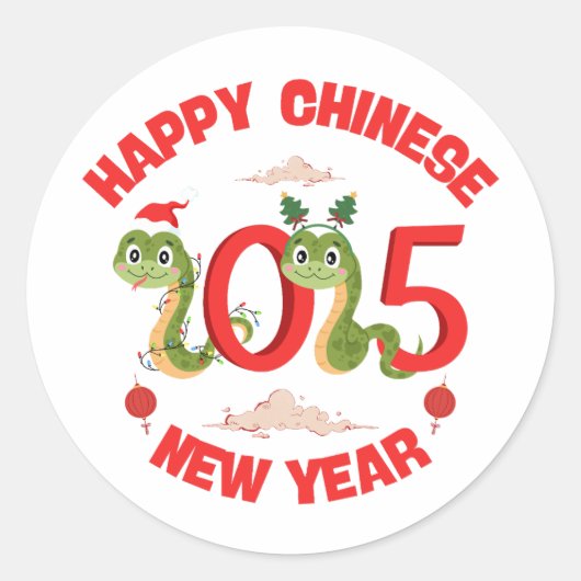 Happy Chinesisch Neujahr 2025 Jahr der Schlange Runder Aufkleber (Vorderseite)