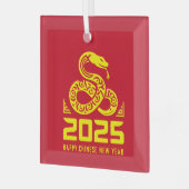 Happy Chinesisch Neujahr der Schlange 2025 Red Gol Ornament Aus Glas (Vorderseite links)