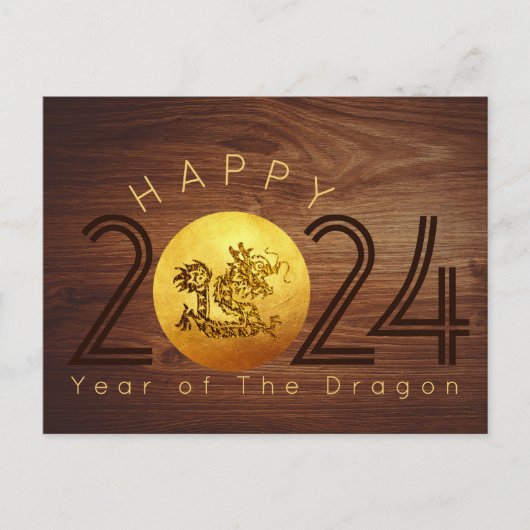 Happy Chinesisch Neujahr Wood Dragon 2024 PostC Postkarte (Vorderseite)