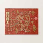 Happy Chinesisch Red Gold Neujahr des Drachen 2024 Puzzle (Horizontal)